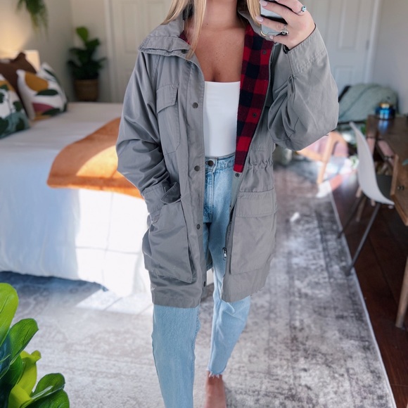 Vintage Jackets & Blazers - Vintage Taupe Flannel-Lined Utility Coat